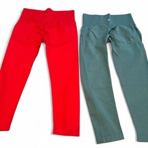 Brand New HALARA Women's Large Butt Lifting Vibrant Red and Green Leggings